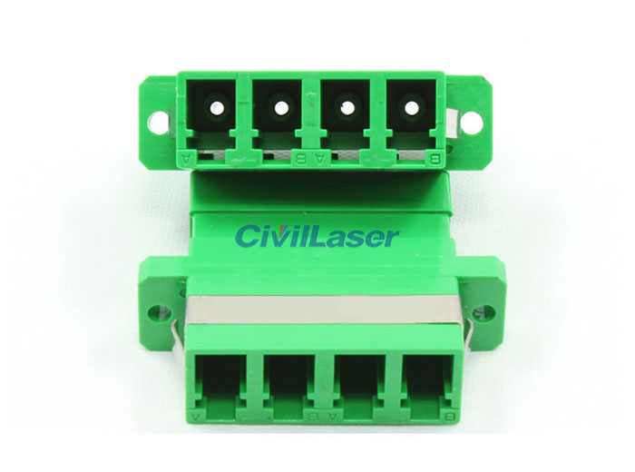 LC APC Connector Four Core Plastic 녹색 Fiber Optic Adapter